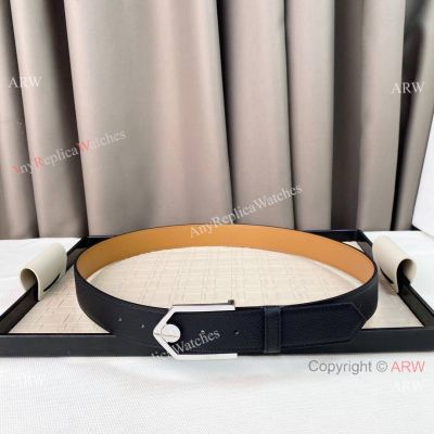 New! Replica Hermes Black Licol 35 mm Reversible Leather Belt